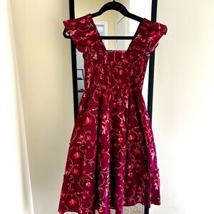 XS Hill House Home Burgundy Botanical Ellie Dress